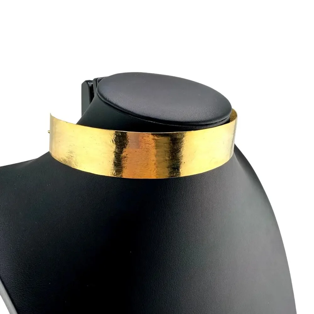 MovaKo Handmade Minimalist Modern Gilded Rigid Choker Gold Tone 17
